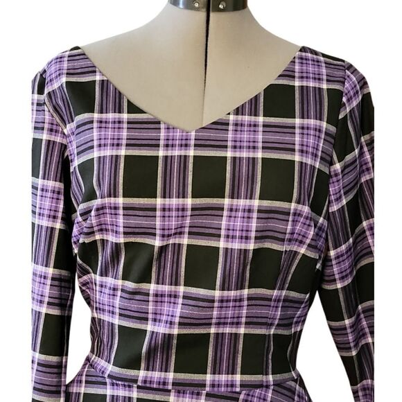 Pinup Couture Celia Dress in Purple Plaid - Picture 7 of 11